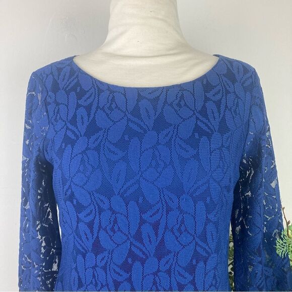 LONDON TIMES dress | lace | blue | size 4 - Picture 2 of 9